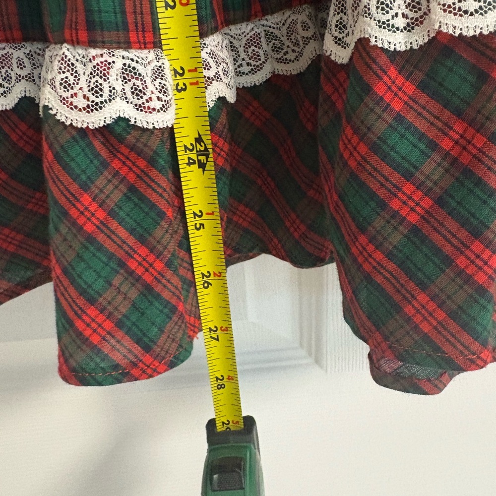 Handmade Vintage Cottage Core Girls Red Green Plaid Christmas Dress - Picture 11 of 11